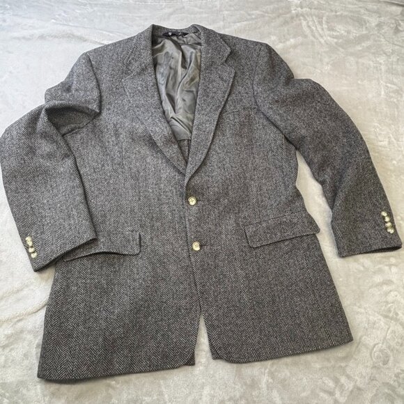 Austin Reed regent street Men's Tweed Sport Coat Blazer Two Button gray Wool 44